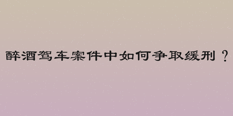 醉酒驾车案件中如何争取缓刑？