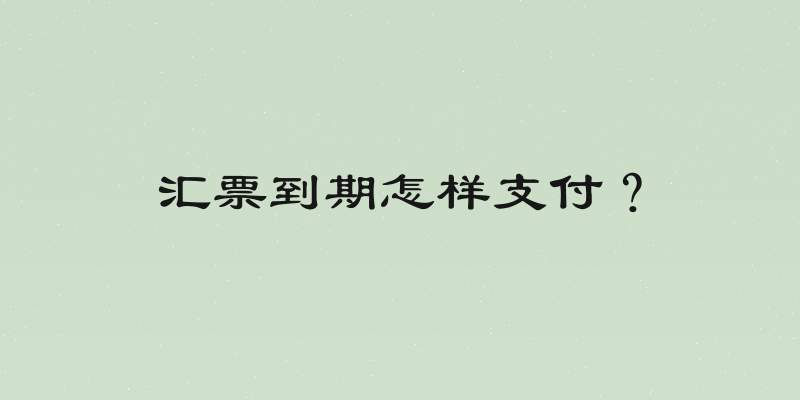 汇票到期怎样支付？