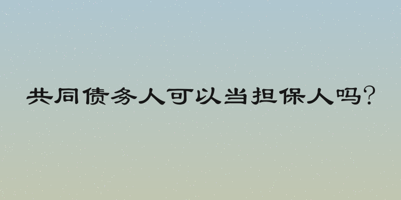 共同债务人可以当担保人吗?