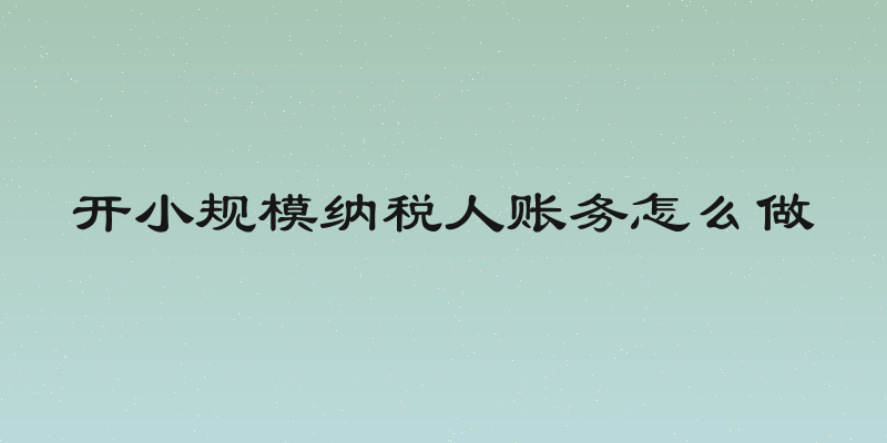 开小规模纳税人账务怎么做
