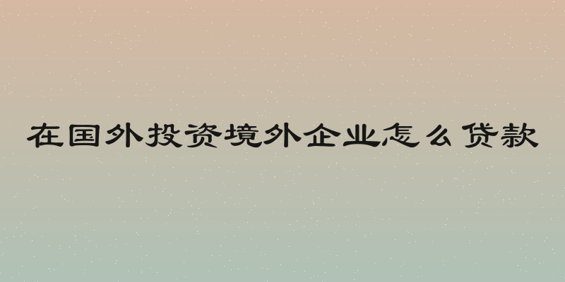 在国外投资境外企业怎么贷款