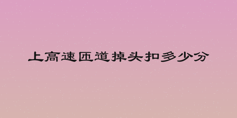 上高速匝道掉头扣多少分