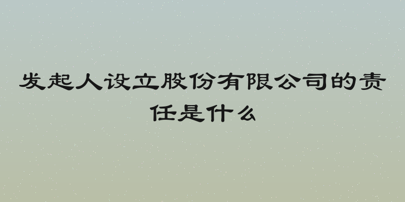 发起人设立股份有限公司的责任是什么