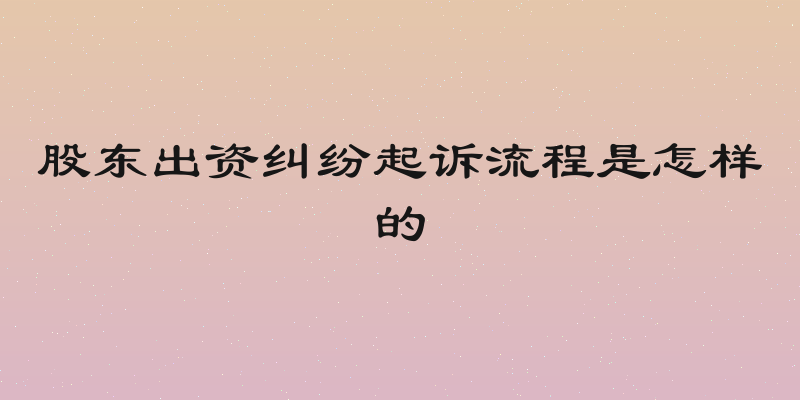 股东出资纠纷起诉流程是怎样的