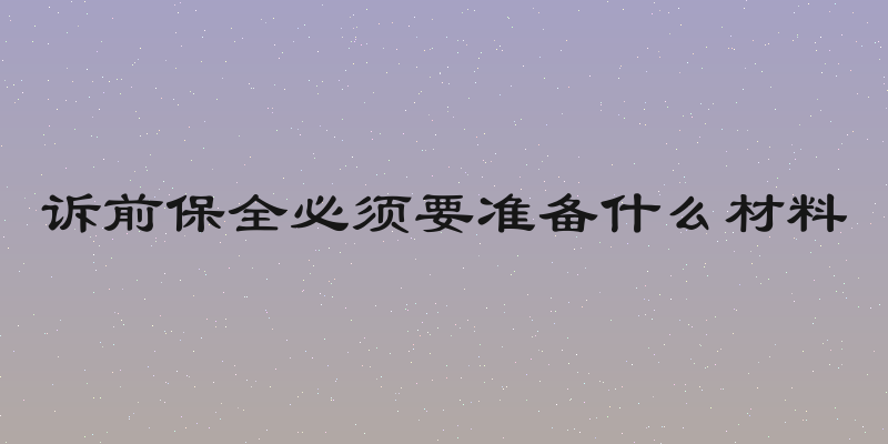 诉前保全必须要准备什么材料
