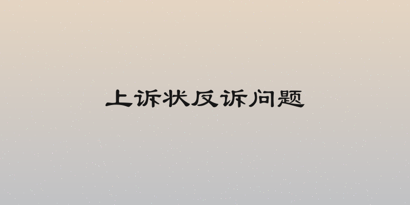 上诉状反诉问题