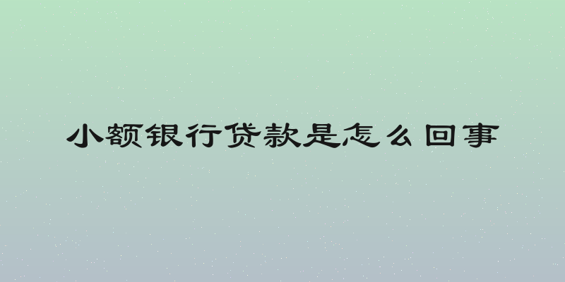 小额银行贷款是怎么回事