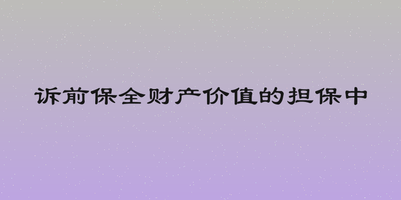 诉前保全财产价值的担保中