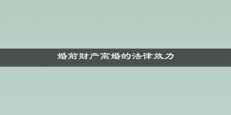 婚前财产离婚的法律效力
