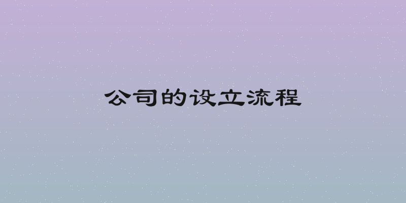 公司的设立流程