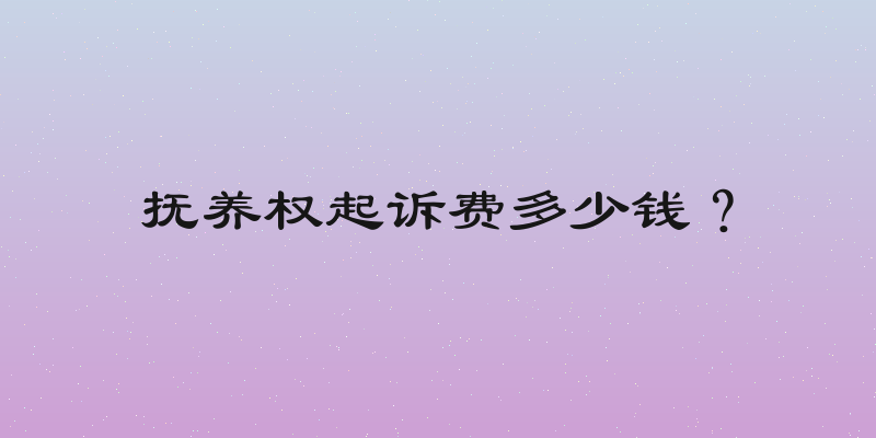抚养权起诉费多少钱？